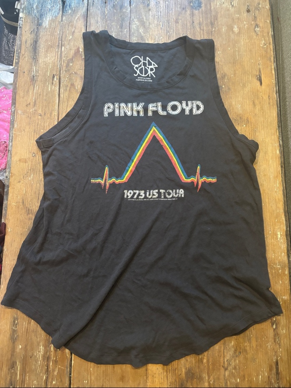 CHASER Pink Floyd Dark Side of The Moon Graphic Print Cotton Concert Tank WN LRG - Picture 3 of 6